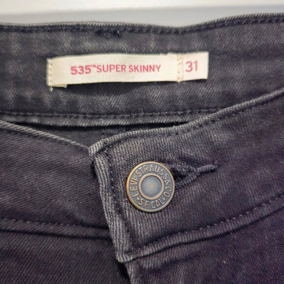 Levi’s 535 Super Skinny Faded Black Jeans Size 31 - Picture 2 of 4